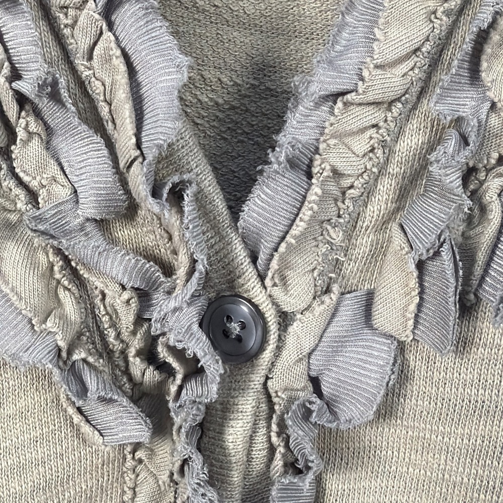 Eddie Bauer Cardigan Sweater Womens XL Olive Gray Button Front Boho Trim - Picture 3 of 9